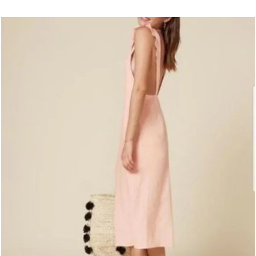 Reformation Linen Midi Length Dress - Pink  size 4 - Picture 2 of 16